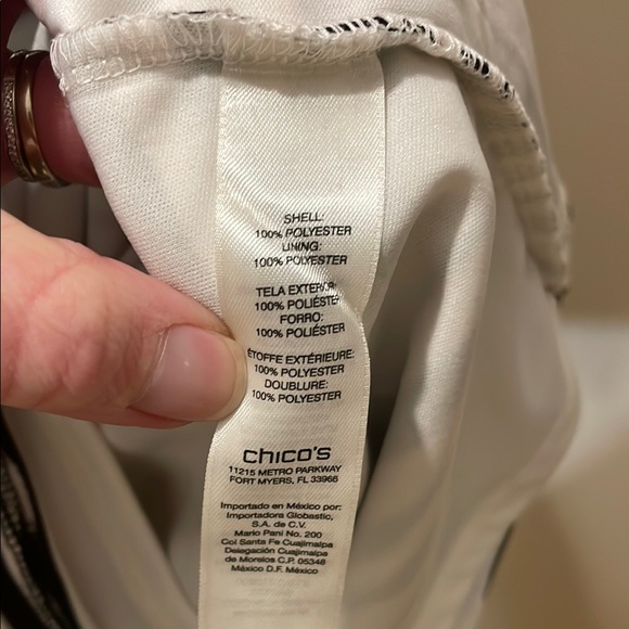 Chico's Black and White Ruched Wrap Dress - Picture 5 of 5